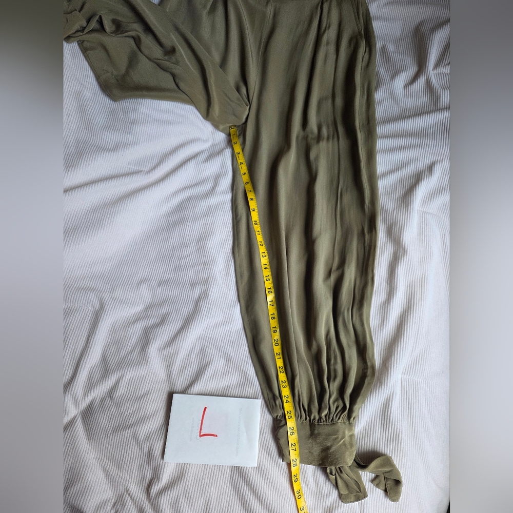 Zara Set Halter Top Tie Back Sz M+ cuffed balloon pants Sz L light khaki Nwt - Picture 8 of 14
